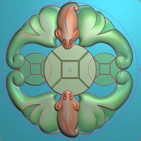 镂空蝙蝠铜钱挂件精雕图浮雕灰度