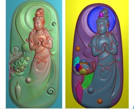 莲花观音文殊菩萨牌子精雕图浮雕