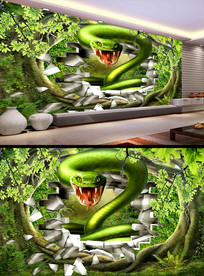 蟒3D蛇立体画