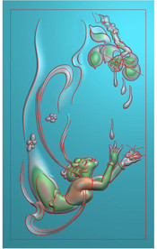 仙女摘花挂件滴水荷花精雕图浮雕