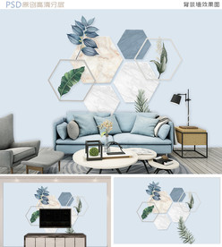 现代简约3D五边形背景墙