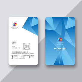 蓝色几何名片 大气名片