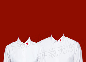 爱心结婚登记照白衬衫