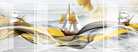 金色帆船裝飾畫