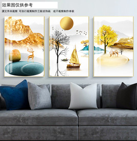 麋鹿金山發(fā)財(cái)樹裝飾畫