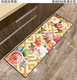 蝶恋花北欧几何厨房地垫