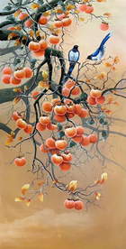 鸿运当头柿子水墨