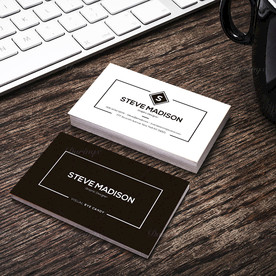 黑色简约名片正反双面PSD模板