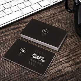 黑色简约名片正反双面PSD模板