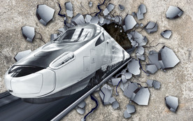 火车破墙3D背景墙