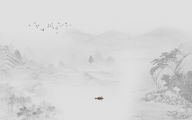 新中式水墨山水国画电视背景墙