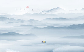 山水畫電視背景墻