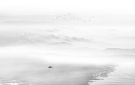 簡約新中式山水畫背景墻