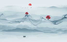 中式意境山水裝飾畫背景墻