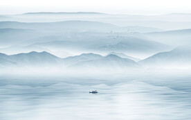 最新中式客廳山水畫背景墻