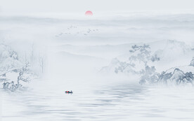 爆款 客廳墻畫山水 PSD分層