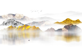 金箔水墨山水背景墻