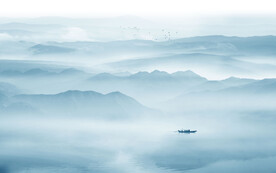 新中式山水畫電視背景墻