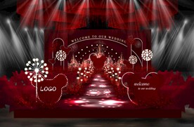 红色迪士尼米奇城米奇堡婚礼效果