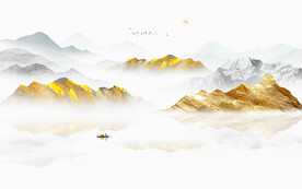 金箔山水畫背景墻