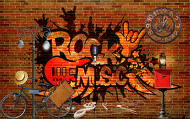 复古怀旧酒吧音乐餐厅背景墙