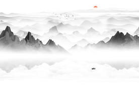 抽象山水畫背景墻