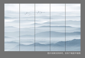 屏風(fēng)水墨山水畫(huà)
