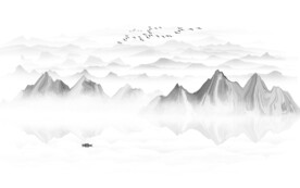 抽象水墨山水画
