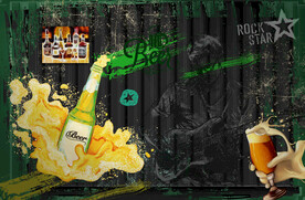 工业风涂鸦酒吧背景墙