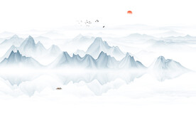 意境水墨山水画背景墙