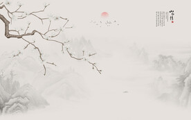 新中式工筆花鳥玉蘭背景墻