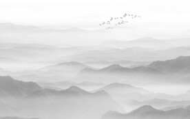 新中式灰色水墨山水畫