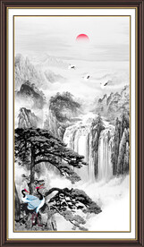 水墨画迎客松