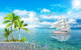 大海沙灘背景墻