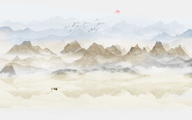意境水墨山水畫背景墻