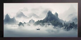 山水畫裝飾畫無框畫