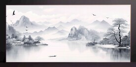 山水畫(huà)裝飾畫(huà)無(wú)框畫(huà)
