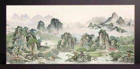 山水畫裝飾畫無框畫