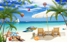 浪漫海邊沙灘電視背景墻