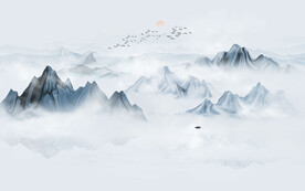 水墨山水畫墻壁