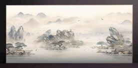 山水畫裝飾畫無框畫