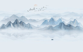 新中式前臺(tái)水墨畫墻畫