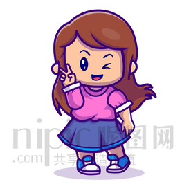 可愛(ài)卡通小女孩剪刀手