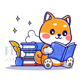 可愛(ài)卡通愛(ài)學(xué)習(xí)的小狗