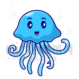 可愛卡通水母插畫素材