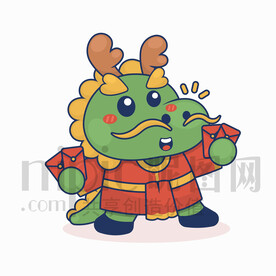 可爱卡通龙手拿红包
