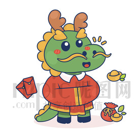 可愛卡通龍年龍拜年