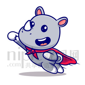 可愛卡通超人小犀牛