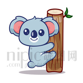 可愛卡通爬樹的考拉