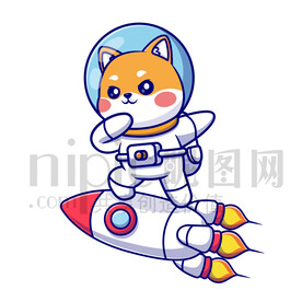 可爱卡通穿着宇航服的太空小狗